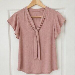 Blush Tie Neck Blouse